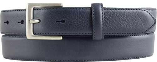 BELTINGER Hochwertiger Gürtel aus Vollrindleder 3,0 cm | Bombierter Ledergürtel Herren 30mm | Herren-Gürtel made in Italy | Marine 130cm