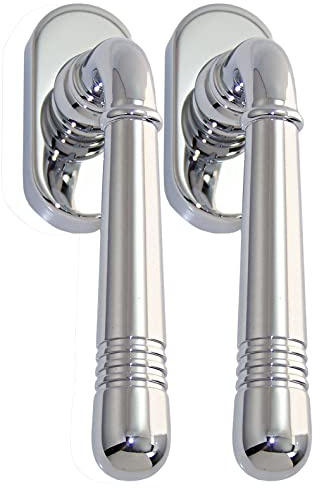 Massiv Messing Fenstergriff Set 2 x FG Helena Prime 0320 Chrom Fensterbeschlag