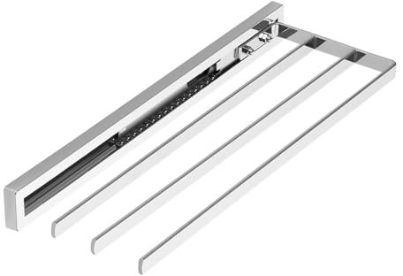 SOTECH Portasciugamani estraibile STYLE a 3 bracci, cromo lucido 415 mm estensione 300 mm Portasciugamani per montaggio laterale su lavabo in bagno e cucina