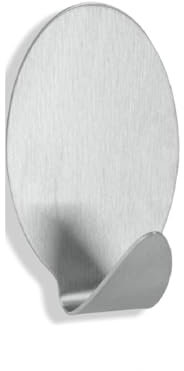 Mr. Gadget's Solutions Ganchos de pared ovalados de acero inoxidable para el hogar, baño, dormitorio, gancho de metal, autoadhesivo, 4 piezas de ganchos de acero para despegar y pegar