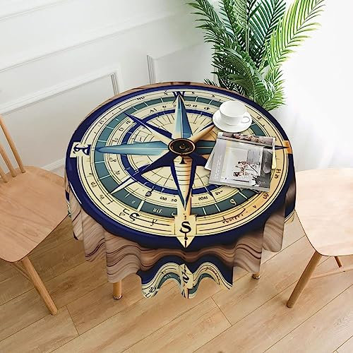 Runde Tischdecke mit maritimem Segelboot-Kompass-Aufdruck, 152,4 cm, für Küche, Esszimmer, dekorative Tischdecken für Zuhause, Hochzeit, Bankett
