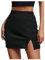 GORGLITTER Damen Figurbetonter Rock Elastischer Bund Minirock Bodycon Hohe Taille Röcke Enger Rock mit Schlitz Schwarz M