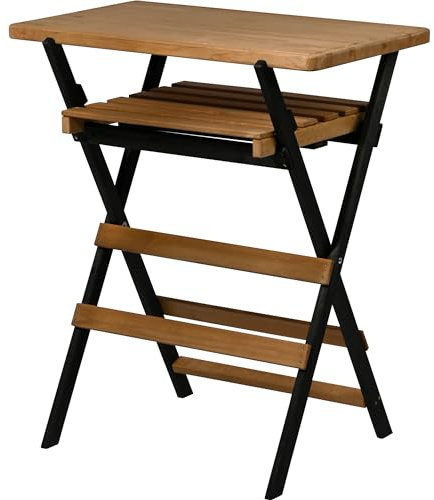 dobar® Universal klappbarer BBQ Tisch Outdoor - Wetterfester Grilltisch aus Holz mit Mehrfachfunktion - 70 x 44 x 81 cm - Schwarz-Braun