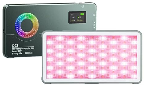 Andoer RGB Vidéo Light LED Panel Lumière Vidéo RGB Poche Panneau Lumineux de Remplissage LED Portable 10W 2500K-9000K Dimmable pour Vlog Live Streaming Vidéoconférence