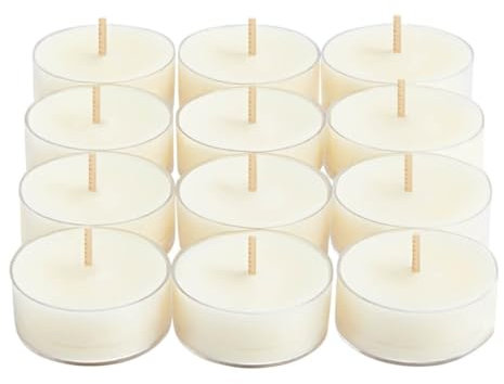 PartyLite Set of 12 Tea Lights Candles, Creamy Coconut Milk with Orange Flower Scent, Aromatherapy Scented Candles Gift Set, Up to 4 to 6 Hours Burn Time