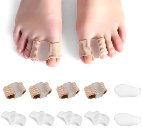 10 Stück Double Hole Toe Orthosis Set, Flexibel Gel Ballenzehen Korrektor, Große Zehen Gel-Zehenspreizer, Soft Gel Toe Separators, Bunionette Corrector Pads for Bunion Pain Overlapping Toes