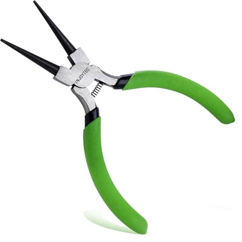 INJOYTEC Mini pince à bec rond de 12,7 cm - Pince à cintrer - Petite pince à boucler pour emballer des fils, anneaux ouverts, fabrication de bijoux, fournitures de bricolage