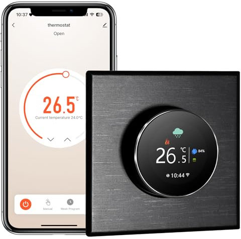 MVAVA Termostato per riscaldamento ad acqua, termostato intelligente Zigbee compatibile con Alexa e Google Assistant, termostato ambiente compatibile con telecomando Tuya Smart Life, nero