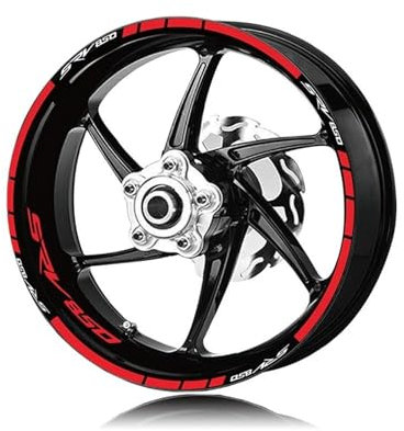 TRFBD Modische Persönlichkeit wasserdichte Felgenaufkleber Für Motorradreifen, Reflektierende Streifenaufkleber Für Aprilia SRV850 SRV 850(Style 2)