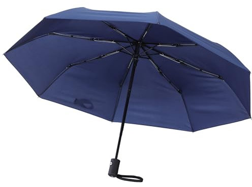 SWISSONA Regenschirm sturmfest klein - Ultraleicht und kompakt - Automatik auf und zu Schirm - Taschenschirm mit Hülle - Kleiner Regenschirm - Blau