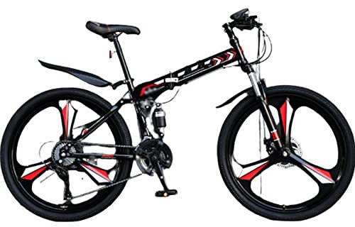 FLNOZAMZ Faltbares Mountainbike, Faltrad für Erwachsene, Speed ​​Gears Bike, rutschfeste Falträder mit Doppelscheibenbremse für Erwachsene/Männer/Frauen, Muti Colors (red 27.5inch)