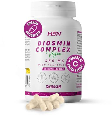 HSN Diosmina Micronizada 900mg por Dosis Diaria | 120 Cápsulas Vegetales | Complejo con Extracto de Naranja Amarga (Hesperidina) + Extracto Baya de Acerola (vitamina C) | No-GMO, Vegano, Sin Gluten