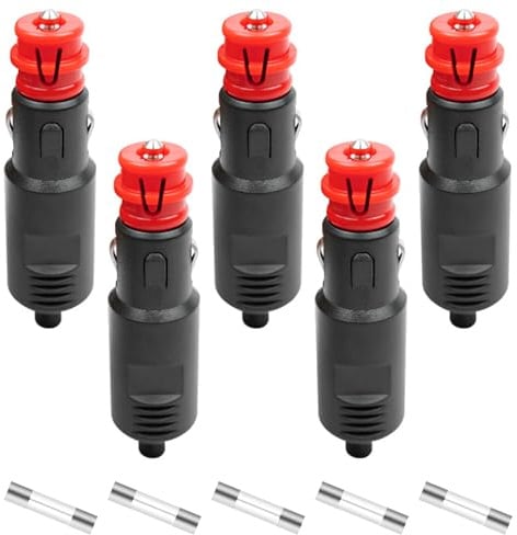 5 pezzi di connettori per accendisigari 12V/24V, tappi per sigarette, connettori per auto con fusibile da 10A per auto, camion, moto