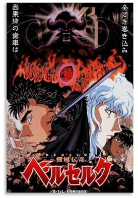 TEWRGEU Berserk-Poster, Wandkunst, Leinwand, ästhetisches Cover, Poster, Vintage-Malerei für Zimmer, 30 x 45 cm, ungerahmter Stil