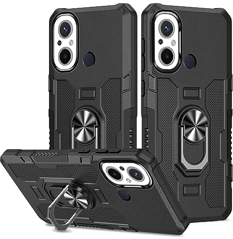 Demnkun Handyhülle für Xiaomi Redmi 12C / 11A Hülle, Militärschutz Stoßfest Robust Xiaomi Redmi 12C / 11A Schutzhülle, Outdoor Harte Telefon Case mit Metall Ring Ständer Schwarz