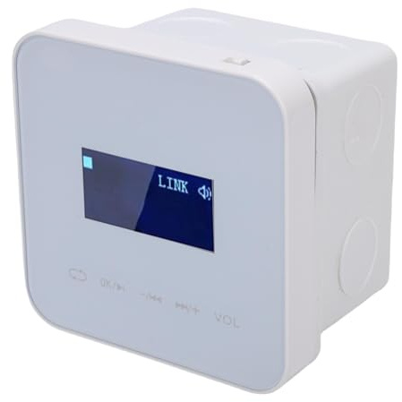 YUEHISY Amplificatore da Parete Bluetooth Intelligente, Amplificatore Musicale con Display LCD da 1,7 Pollici a 2 Canali con Telecomando IR Wireless, per MP3 WMA WAV AAC APE (WHITE)