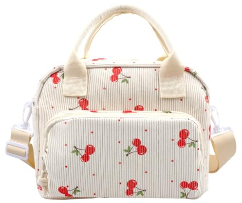 XIANJIA 10L Kühltasche Klein Faltbar Lunch mit Kirschmotiv | Kühltasche für Unterwegs und Arbeit Reise, Isoliert Insulated Thermotasche Klein für Männer Frauen und Kinder