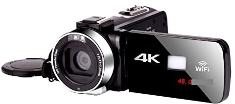 Video Camera, Night Vision 4K Camcorder Digital Professional Video Camera For Live Stream 18X 48MP Photography Vlog Recorder(16G SD Card,Standard)