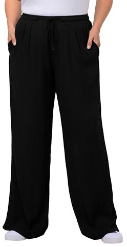 Ulla Popken Femme Pantalon, Viscose, Noir, 52-54 EU