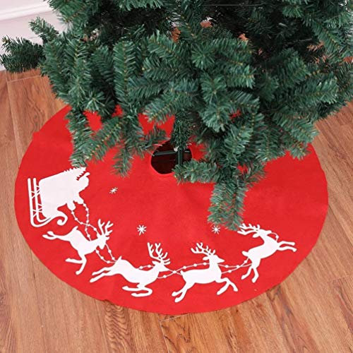 Gonna per Albero di Natale 100cm, Cervi Albero di Natale Gonna Grembiuli Rosso Albero di Natale Ornamenti Home Decor