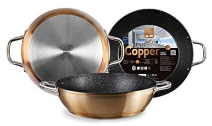 IBILI Natura Copper Deep Frying Pan with 2 Handles, 28 cm, Aluminium, Stone-Style Non-Stick Coating, Suitable for Induction Hobs