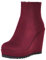 LUXMAX Donna Stivali Zeppa Alta Plateau Stivaletti Tacco Alto con Cerniera Laterale (Vino Rosso) - 38 EU