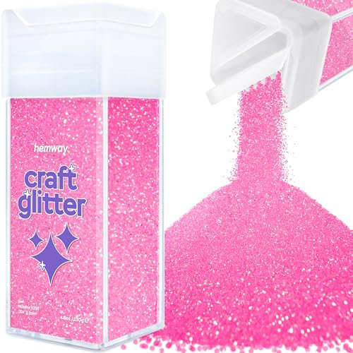 Hemway Premium Craft Glitter Shaker - Baby Pink Iridescent | 130g Microfine Metallic Flake Sequins for Resin & Epoxy Crafts | Craft Supplies for Festival, Tumblers, Body, Face, Eye & Nail Art