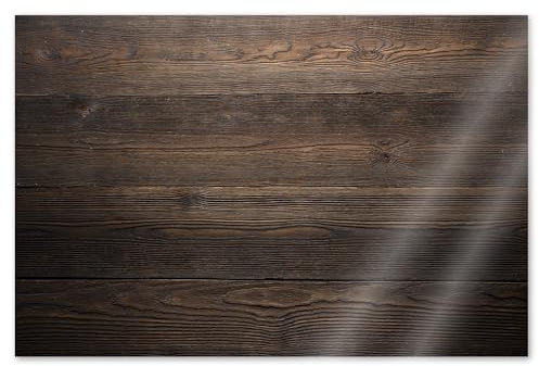 Küchen-Rückwand Spritzschutz I Dekor Holz dunkel I 60 x 40 x 0.3 cm I modern rustikal I Fliesenschutz für den Herd und Spüle | Küche Zubehör | Arbeitsplatte I Fliesenspiegel I Aluverbund I dv795
