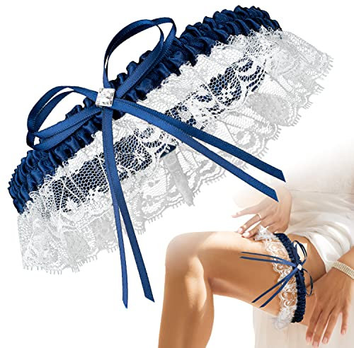 JK Trade® Das Original Braut Strumpfband für die Traum Hochzeit in Einheitsgröße, elastisches Hochzeit Strumpfband mit Spitze und filigranem Glitzer-Stein, Garters for Bride, 100% Handgefertigt