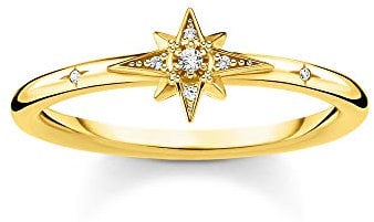 THOMAS SABO Ring Stern mit Steinen gold vergoldetes Silber TR2317-414-14-58