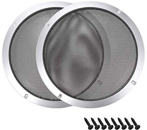 N/D - 2 altavoces de 10 pulgadas (rejilla, círculo decorativo para woofer guardabarros, protectores, accesorios, audio, color plateado