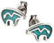 Ohrstecker Ohrringe Bär Silber 925 Sterling Türkis Inlay als Ohrschmuck mit kleiner Schmuckbox - 7K - Indianer Schmuck Geschenke für Damen, Mädchen, Jungen, Kinder und Herren