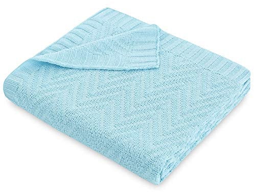 Lanovenanube Mehrzweck-Plaid AZUCAR - 100 % recycelte Baumwolle - 130 x 160 cm - Farbe Aqua