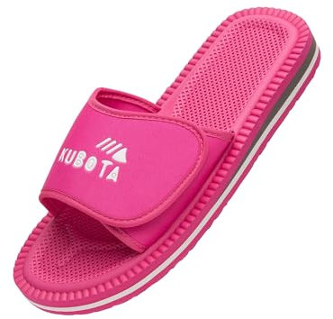 Kubota Claquettes à scratch Femme – Sandales été – Claquettes avec fermeture auto-agrippante – Chaussures pour piscine et plage – Chaussons – Rose – 36