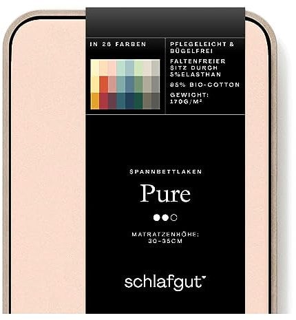 Schlafgut Pure Spannbettlaken 180x200cm bis 200x220cm - 95% Biobaumwolle, 5% Elasthan, Oeko-TEX Zertifiziert, Red Light, Matratzenhöhe bis 35cm