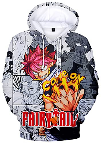 YIMIAO Fairy Tail Pullover Unisex Lucy Hoodie 3D Drucken Cartoon Langarm Cosplay Anime Natsu Pulli Outwear Kapuzenpullover(XL)