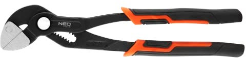 Flache Armaturen-Zange 250mm, Montagezange, flache Backen, Chrom-Vanadium-Stahl, Backenbreite 0-42mm, 2-Komponenten-Griff, gezahntes verstellbares Gelenk