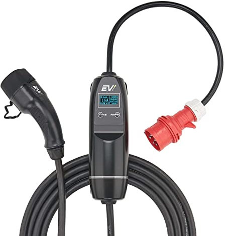 EV1 Mobile Wallbox 11kW 16A 3-Phasig Ladestation für Elektroautos Typ 2 5m CEE16 Camping Porty 11