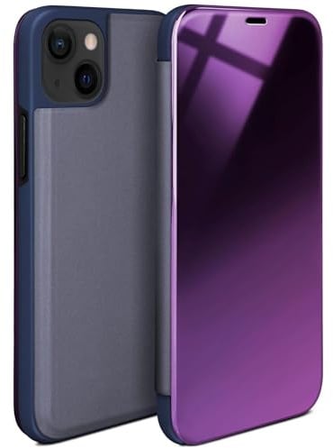 moex Void Case für Apple iPhone 13 mini Hülle in Hochglanz Optik, Clear View Cover Spiegelhülle, Flip Case 360 Grad Schutzhülle mit Spiegel, Rundumschutz Handyhülle, Blau