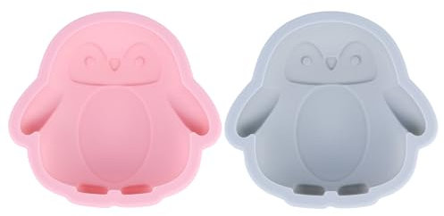 UPKOCH 2 StüCk Pinguin Silikonform FüR Kuchen, Schokolade, Pudding, Gelee - Umweltfreundlich, Nicht-Stick, HitzebestäNdig, KaltbestäNdig, 4 Zoll, ZufäLlige Farbe