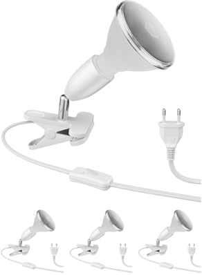 ledscom.de 4x E27 Klemmleuchte LIK, weiß inkl. E27 PAR38 LED Reflektor-Lampe 1152lm warm-weiß