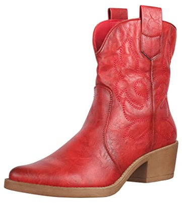 Elara Damen Stiefeletten Cowboy Boots Chunkyrayan 301-A31P Red PU-40