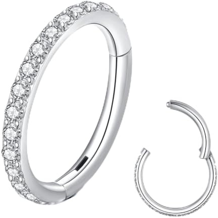 BLESSMYLOVE Klare CZ Hoop Nasenringe Creolen 316L Chirurgenstahl Knorpelohrringe Conch Daith Helix Rook Tragus Lobe Snug Body Piercing Schmuck 0,8 mm 1,0 mm 1,2 mm Edelstahl Gelenksegmentringe Lippenringe