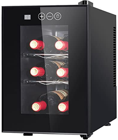 0℃ Outdoor Cantinette da Vino a Libera Installazione - Cantinetta Vino Nero, Cantinetta per Vino con Temperatura da 8 a 18 °C, Illuminazione a LED, 6 Bottiglie, Pannello di Controllo Touch