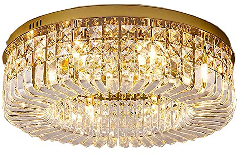 PAZWAHF Große Kristall Deckenleuchte Modern Flush Mount Kronleuchter für Schlafzimmer & Esszimmer, E14 Fassung inkl. LED Lampe
