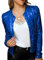 Onsoyours Damen Glänzend Pailletten Jacke Cardigan Langarm Bolero Tops Kurz Oberteile Eleganter Blazer Glitzer Party Outfits Clubwear B Blau S