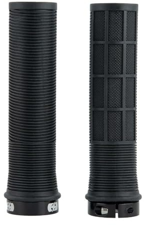 Oxford Driver Lock-on MTB Grips – Dual Profile for Outstanding Grip, Soft Ribbed Compound, Bar End Plugs Included | Trail & Urban Cycling