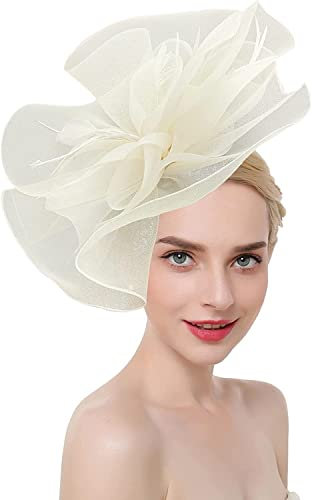 Fascinatorhut für Hochzeit Damen elegant für Bankett Fascinator Hut Vintage schick Brautschmuck mit großer Blume Haarreif Derby-Barett Ascot für Cocktail Kirche Beerdigung