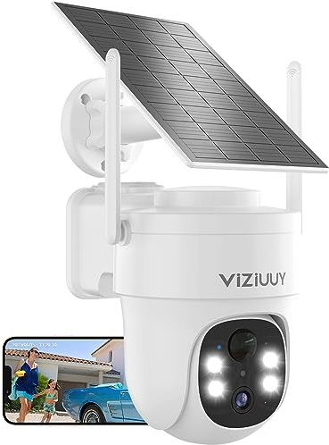VIZIUUY 3MP Solar Security Cameras Wireless Outdoor, WiFi 6,360°PTZ Camera