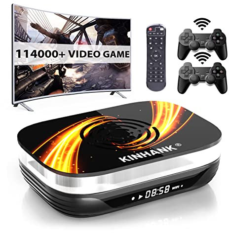 Super Console X3 Plus, Retro Video Games Console with Built in 114000+ Games, Gaming Console EmuELEC 4.5/Android 9.0/CoreE, 8K HD, Dual Cooling System, 65+ Emulators for PSP/PS1/N64, con 2 Controller